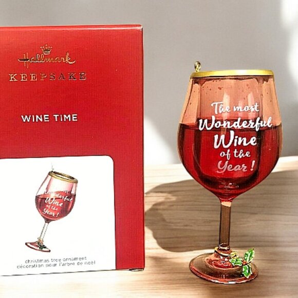 *NEW* Hallmark WINE TIME Wine Glass Christmas Ornament 2021 - Picture 1 of 5